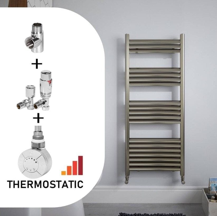 Accuro Korle Dual Fuel Towel Rail | Dual Fuel Kit | Thermostatic Heating Element + Valves + T-Piece