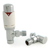 West - Realm Angled Thermostatic valve and Lockshield Heating Style Chrome & White 