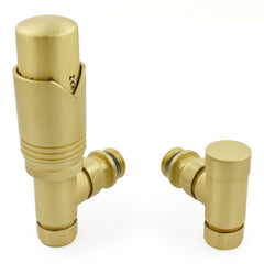 West - Realm Angled Thermostatic valve and Lockshield Heating Style Brushed Brass 
