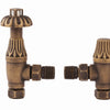Heatquick - Period Style Westminster Angled Thermostatic Radiator Valves - TRV and Lockshield Heating Radiator Accessories Towelrads Antique Brass 