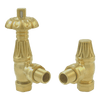 Heatquick - Period Style Westminster Angled Thermostatic Radiator Valves - TRV and Lockshield Heating Radiator Accessories Towelrads Brushed Brass 