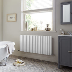 Towelrads Dorney Single Horizontal Designer Radiator | Living Room Radiator Dorney Towelrads 600 x 592 White 