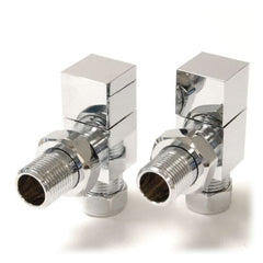 West - Bloc Manual Square Valve and Lockshield - Chrome Heating Style Angled 