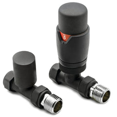 HeatQuick - Straight Thermostatic Radiator Valve & Lockshield Heating Radiator Accessories > Radiator Valves > Thermostatic Valves Heatquick Anthracite 