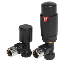 HeatQuick - Angled Thermostatic Radiator Valve & Lockshield Heating Radiator Accessories > Radiator Valves > Thermostatic Valves Heatquick Black 