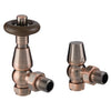 HeatQuick - Chelsea Angled Thermostatic Traditional Valve & Lockshield Heating Radiator Accessories > Radiator Valves > Thermostatic Valves Heatquick Antique Copper 