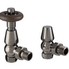 HeatQuick - Chelsea Angled Thermostatic Traditional Valve & Lockshield Heating Radiator Accessories > Radiator Valves > Thermostatic Valves Heatquick Black Nickel 