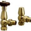 HeatQuick - Chelsea Angled Thermostatic Traditional Valve & Lockshield Heating Radiator Accessories > Radiator Valves > Thermostatic Valves Heatquick Brushed Brass 