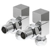 HeatQuick - Square Manual Angled Radiator Valve & Lockshield Heating Radiator Accessories Heatquick Chrome 