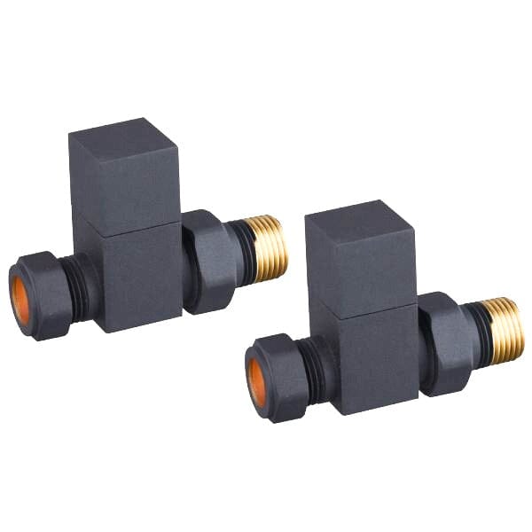 HeatQuick - Square Manual Straight Radiator Valve & Lockshield