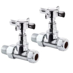 HeatQuick - Crosshead Manual Straight Valve & Lockshield in Chrome Radiator Valves > Angled Valves Heatquick Chrome 