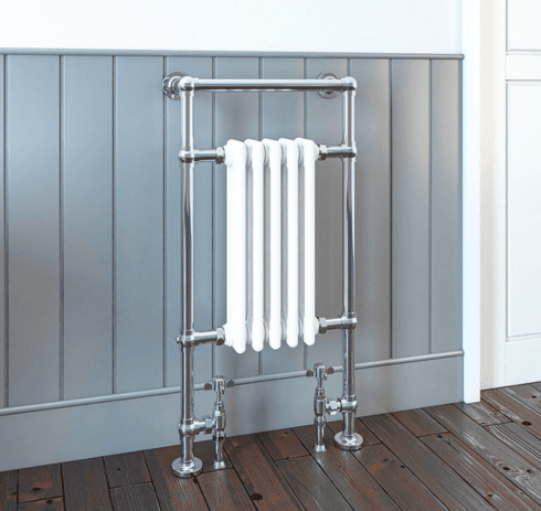 HeatQuick - Leo Chrome & White Traditional Towel Radiator 965mm x 540mm