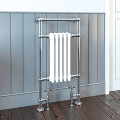 HeatQuick - Leo Chrome & White Traditional Towel Radiator 965mm x 540mm Designer Towel Rail > Towel Radiator Heatquick 