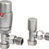 HeatQuick - Angled Thermostatic Radiator Valve & Lockshield Heating Radiator Accessories > Radiator Valves > Thermostatic Valves Heatquick Satin Brushed Nickel 