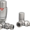 HeatQuick - Corner Thermostatic Radiator Valve & Lockshield Heating Radiator Accessories > Radiator Valves > Thermostatic Valves Heatquick Satin Brushed Nickel 