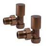 HeatQuick - Round Manual Angled Radiator Valve & Lockshield Heating Radiator Accessories Heatquick Brushed Bronze 