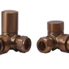 HeatQuick - Round Manual Corner Radiator Valve & Lockshield Heating Radiator Accessories Heatquick Brushed Bronze 