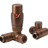 HeatQuick - Thermostatic Corner Dual Fuel Valve & Lockshield Radiator Valves > Corner Valves > Thermostatic Valves Heatquick Brushed Bronze 