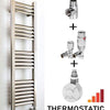 Accuro Korle Dual Fuel Towel Rail | Dual Fuel Kit | Thermostatic Heating Element + Valves + T-Piece Dual Fuel Towel Rail Heating Style 800x300mm Angled 