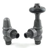 West - Admiral Traditional Thermostatic Valve and Lockshield West Radiators Angled Pewter 