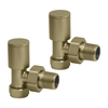 HeatQuick - Round Manual Angled Radiator Valve & Lockshield Heating Radiator Accessories Heatquick Brushed Brass 