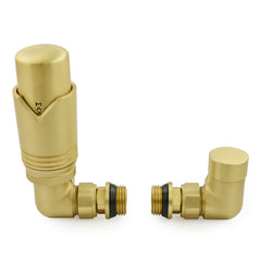 West - Realm Corner Thermostatic valve and Lockshield Valve Heating Style Brushed Brass 