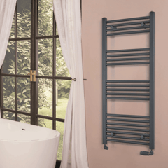 Towelrads Independent Flat 22mm Towel Radiator - Anthracite Chrome Heated Towel Rail Towelrads 800mm 400mm 