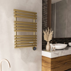 Terma Rolo Towel Electric Radiator (VEO) Designer Radiators > Electric Towel Rails > Rolo Electric Towel Radiator Terma 755mm x 520mm Brass 