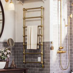 Terma Retro Electric Towel Rail with VEO Element | Bathroom Radiator Designer Radiators > Towel Rails > Electric TowelRails Terma Brushed Brass 1170mm x 504mm 