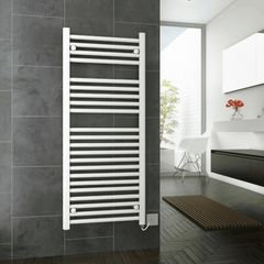 DQ Metro with Essential Element in White Heated Towel Radiator DQ Heating 