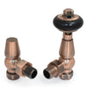 West - Eton Traditional Manual Radiator Valve And Lockshield - Angled West Radiators Antique Copper 