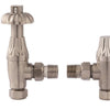 Towelrads Period Style Westminster Angled Thermostatic Radiator Valves - TRV and Lockshield Heating Radiator Accessories Towelrads Brushed Nickel Angled 