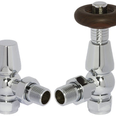 Towelrads Chelsea Period Style Thermostatic Radiator Valves - TRV and Lockshield Valve Towelrads Chrome Angled 