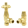 Heatquick - Period Style Westminster Angled Thermostatic Radiator Valves - TRV and Lockshield Heating Radiator Accessories Towelrads Polished Brass 