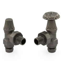 West - Abbey Manual Angled Valve And Lockshield - Light Pewter Heating Style 