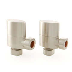West - Ellipse Oval Valve and Lockshield - Brushed Satin Nickel Heating Style Without Pipe Sleeves 