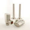 West - Ellipse Oval Valve and Lockshield - Brushed Satin Nickel Heating Style With 130mm Pipe sleeves (+£10.00) 