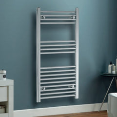 Blythe Dual Fuel Towel Rail in Chrome | Dual Fuel Kit | Thermostatic Heating Element + Valves + T-Piece Dual Fuel Towel Rail Heating Style 