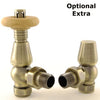 West - Bentley Traditional Angled Thermostatic Valve and Lockshield Heating Style Antique Brass Light Wood Effect (+£10.00) 