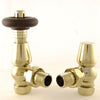 West - Bentley Traditional Angled Thermostatic Valve and Lockshield Heating Style Brass Brown Wood Effect (Standard £0.00) 