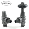 West - Commodore Traditional Manual Valve and Lockshield Heating Style Angled Pewter 
