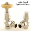 West - Bentley Traditional Angled Thermostatic Valve and Lockshield Heating Style Silver Light Wood Effect (+£10.00) 