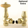 West - Bentley Traditional Angled Thermostatic Valve and Lockshield Heating Style Brass Light Wood Effect (+£10.00) 